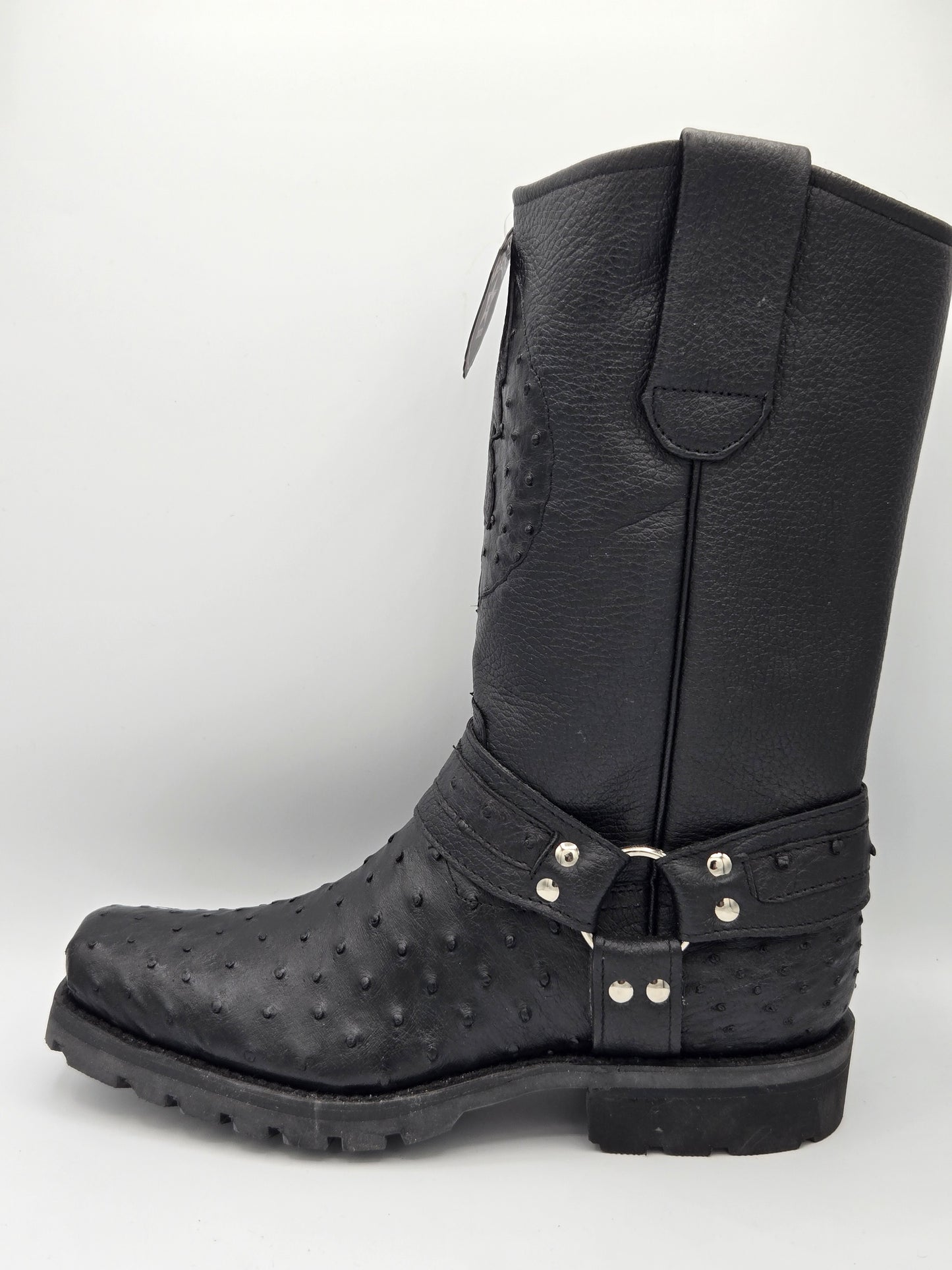 Los Altos Mens Ostrich BÍker Boot - Black