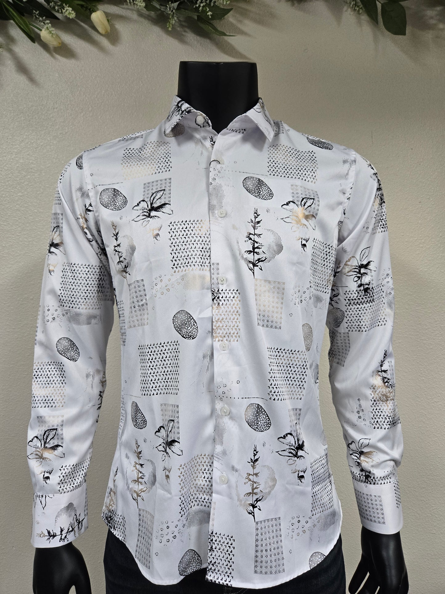 Montero Mens Foil Floral Long-Sleeve Shirt - MT0826