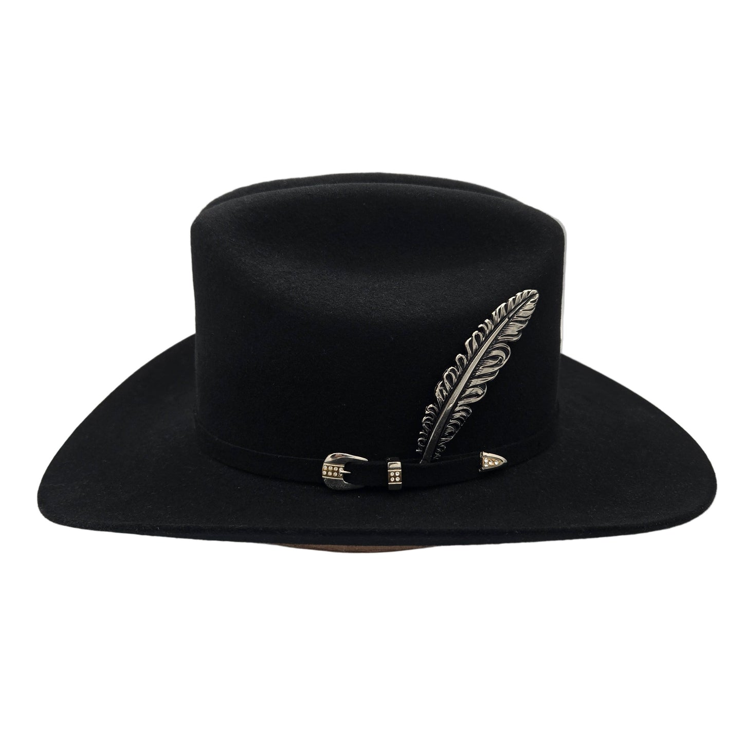 El Mayor 100x Belico Wool Felt Hat w/ Metal Feather -Black