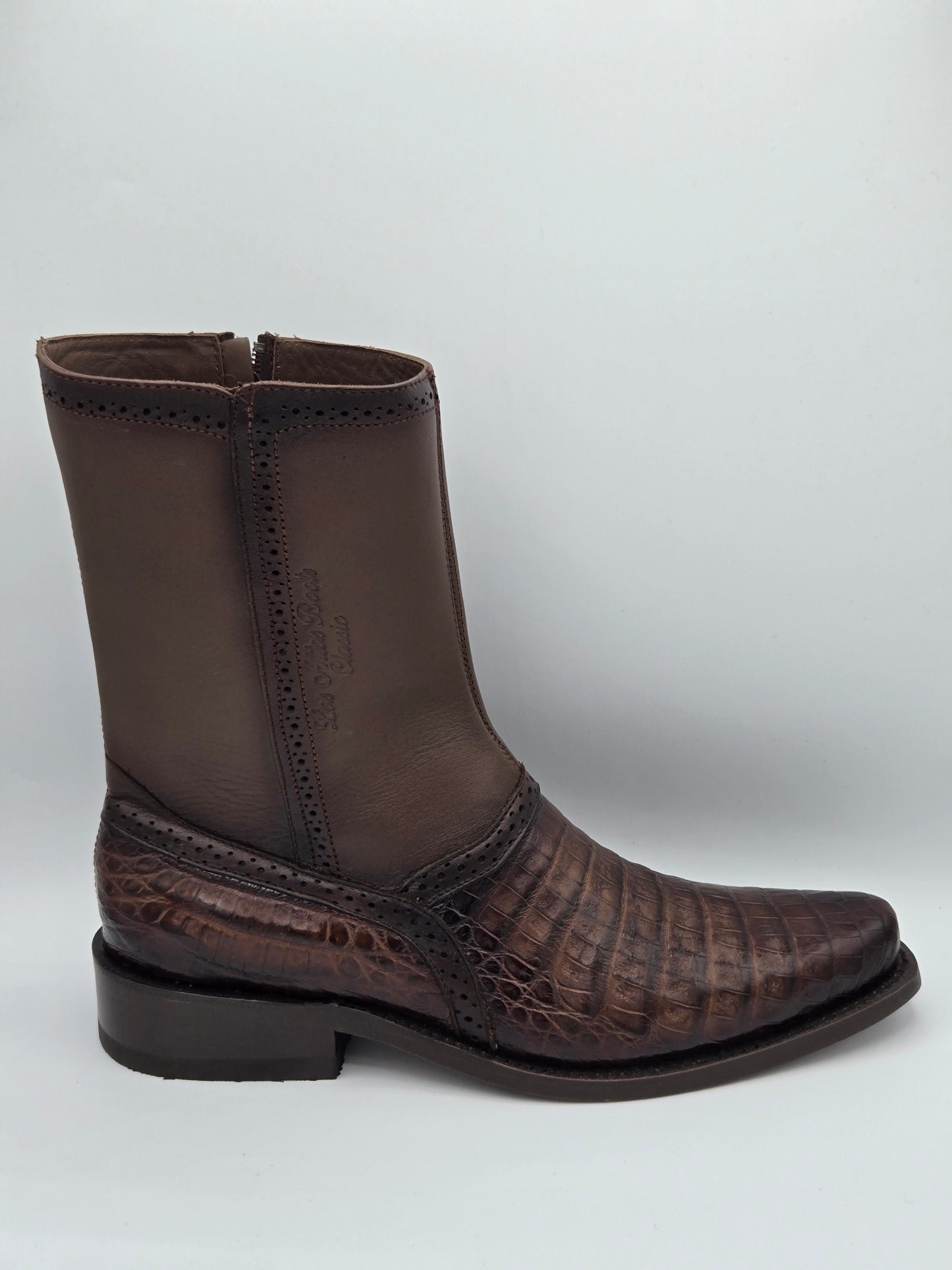 Los Altos Mens Caiman Belly Dress Boot - Brown