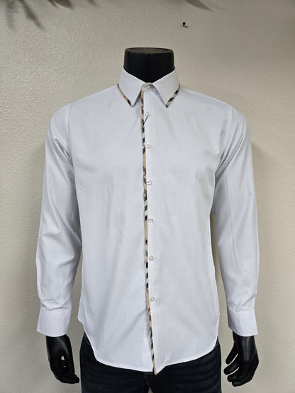 Mens Plaid Neck Button Down Shirt - Black, White