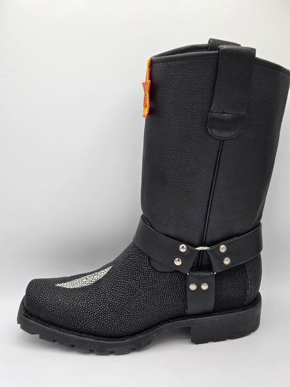 Los Altos Mens Stingray Biker Boot - Black