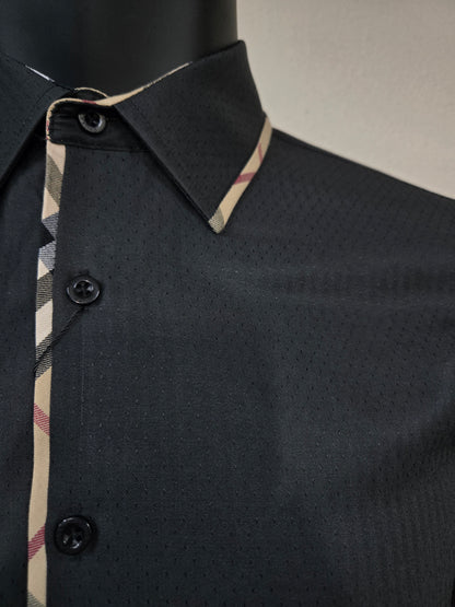 Mens Plaid Neck Button Down Shirt - Black, White