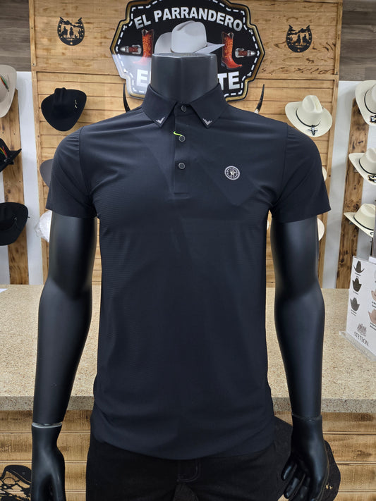 Mens Nylon Breathable Polo Shirt- Black CT413