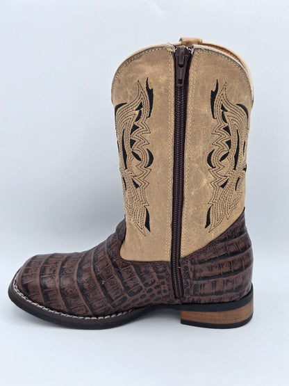 Hooch Kids Caiman Print Boots - Cafe