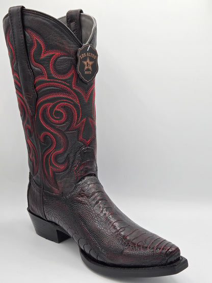 Los Altos Mens Ostrich Leg Snip Toe - Black Cherry