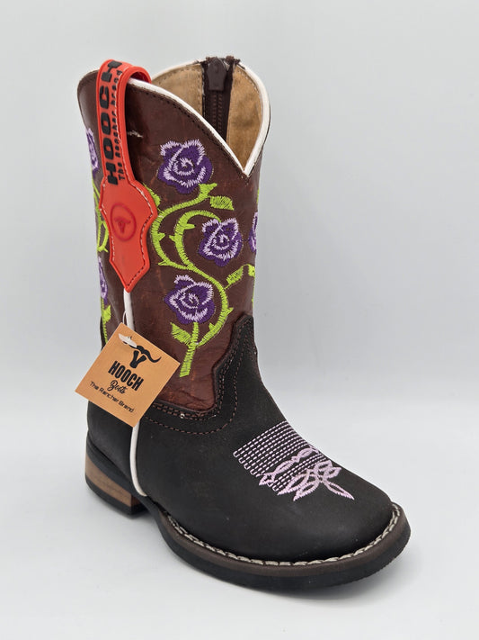 Hooch Kids Purple Floral Boots - Shedron