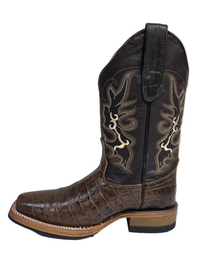 White Diamond MenS Boot Faux Coco Belly Print Rodeo Print (Brown)