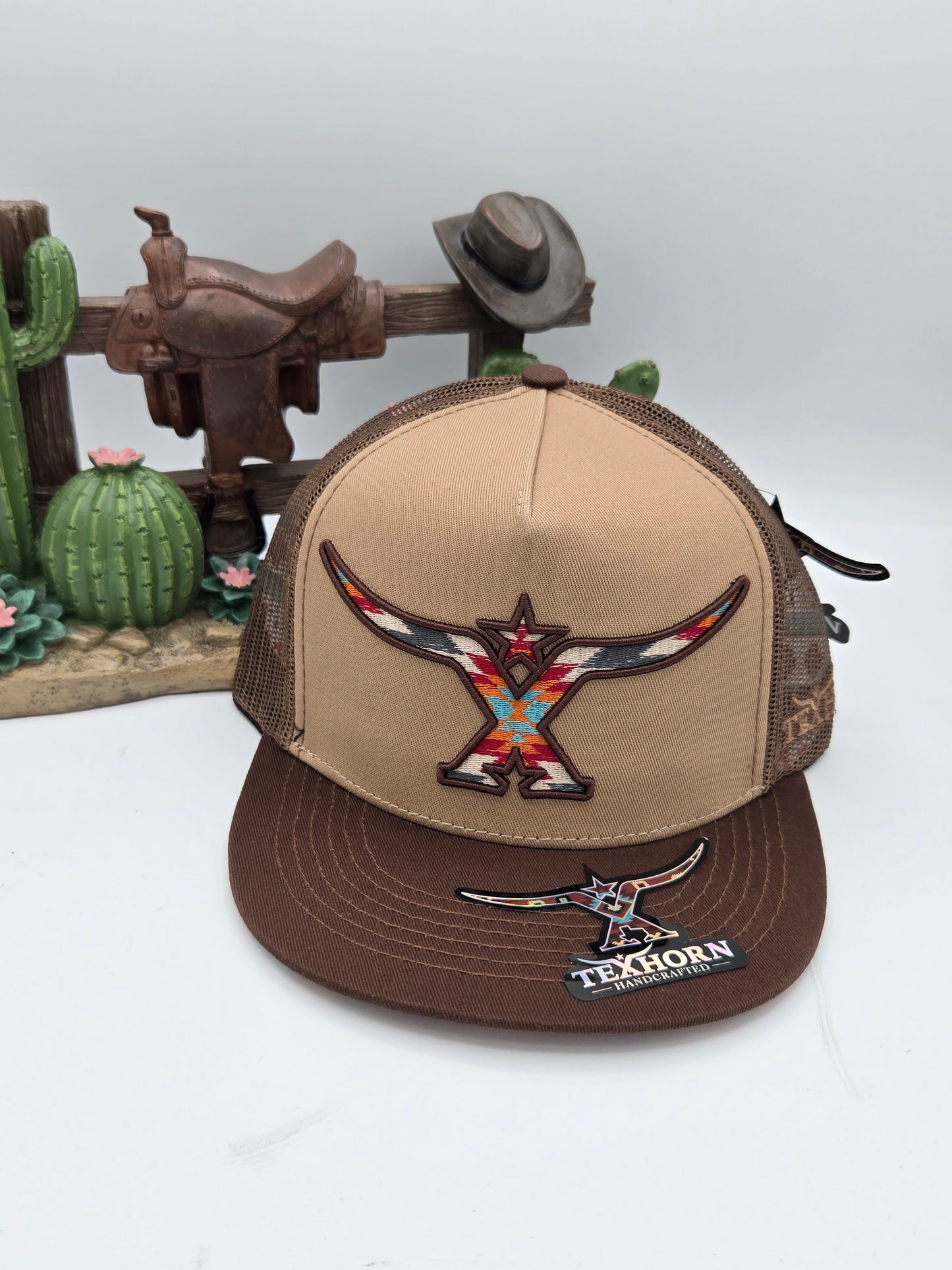 Texhorn Youth Bull Horn w/ Aztec Print