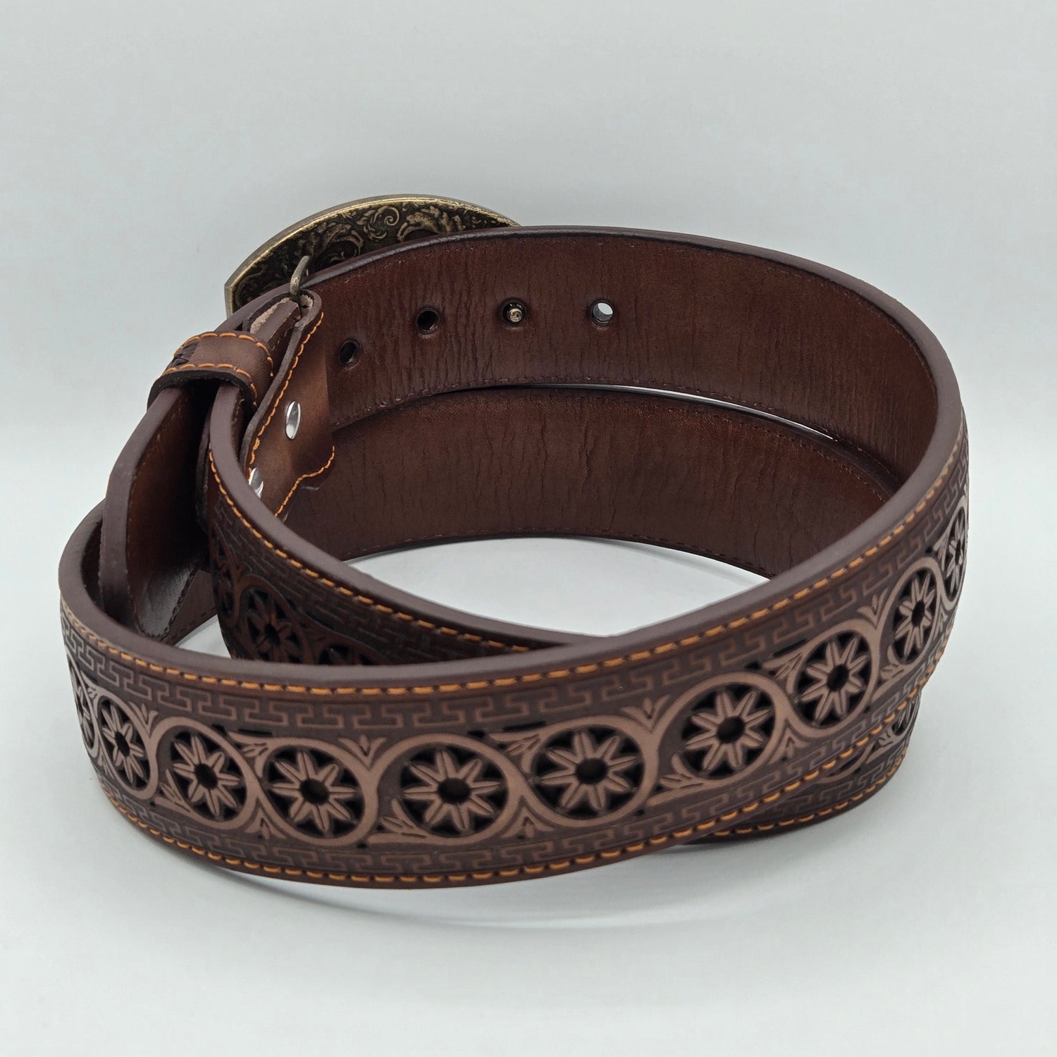 Del Cesar Star Spur Lazered Belt - Brown