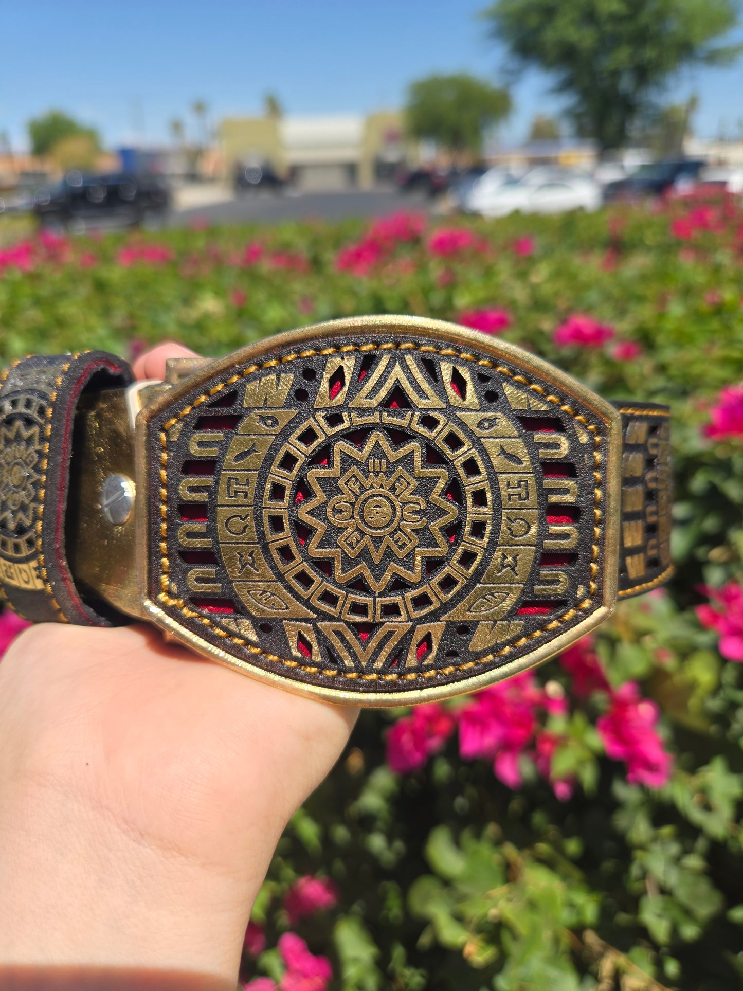 Frontera Lazered Aztec Sun Belt - Gold