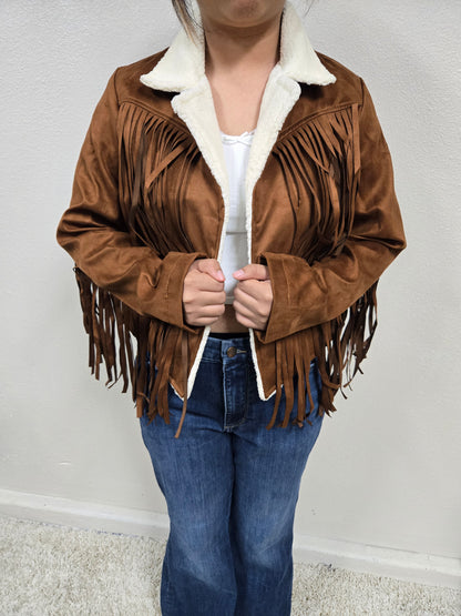 El General Womens Suede Fringe Jacket Chamarra