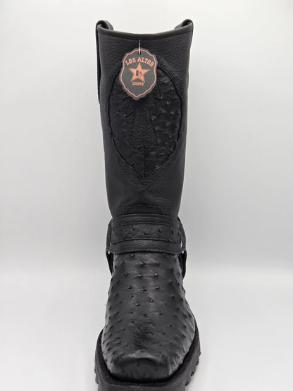 Los Altos Mens Ostrich BÍker Boot - Black