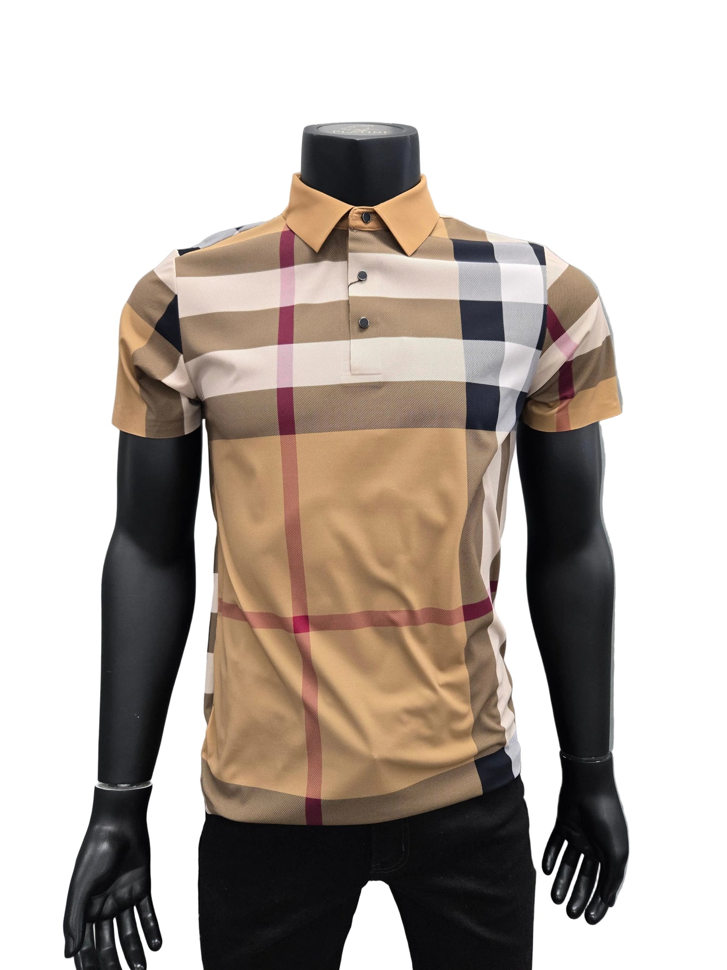Mens Plaid Nylon Polo Shirt