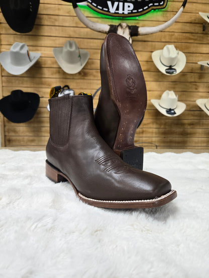 El General Mens Rodeo Leather Ankle Boot Botin - Brown, Tan