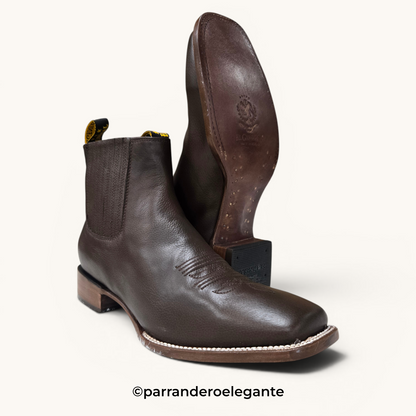 El General Mens Rodeo Leather Ankle Boot Botin - Brown, Tan