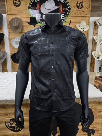 Lamasini Mens Phillip Slim Foil Short-Sleeve Shirt - Multi Colors