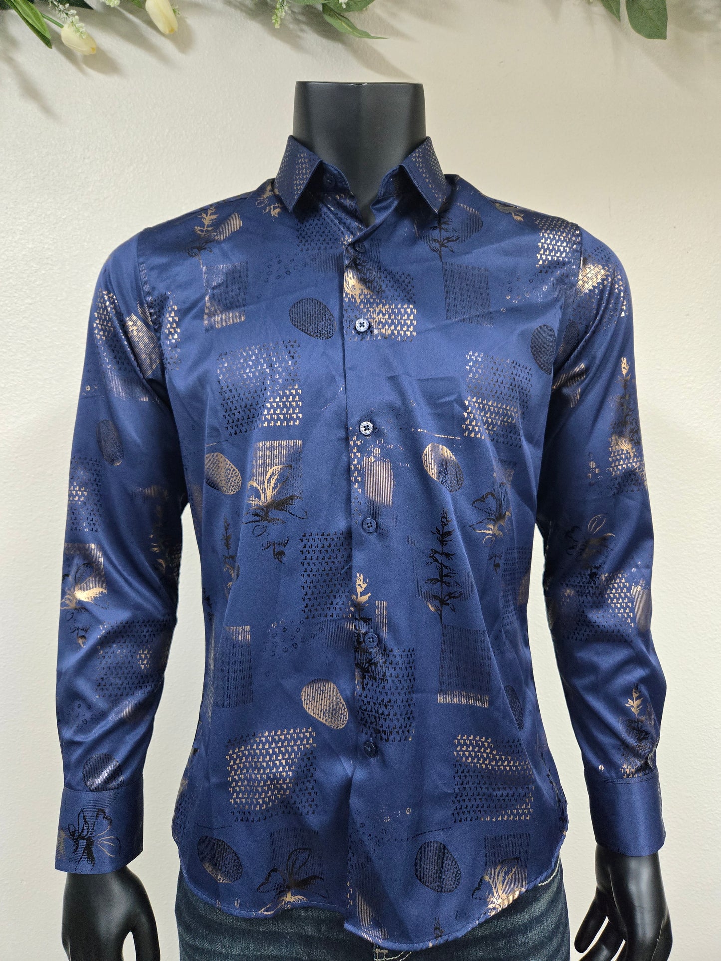 Montero Mens Foil Floral Long-Sleeve Shirt - MT0826