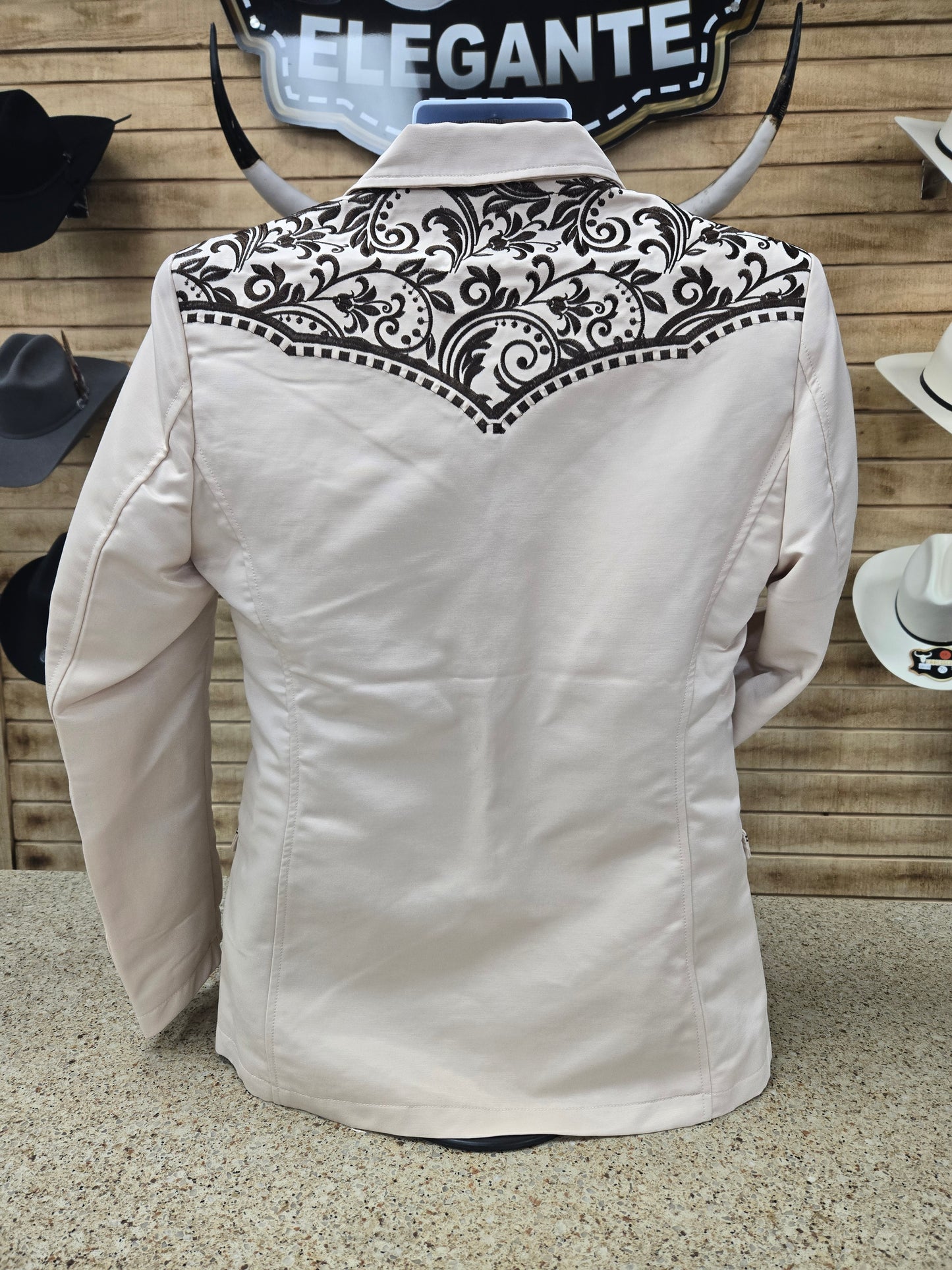 Lamasini Mens Embroidered Coat - Beige/Brown