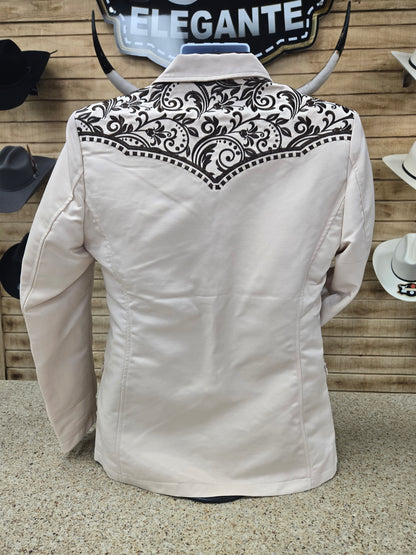 Lamasini Mens Embroidered Coat - Beige/Brown