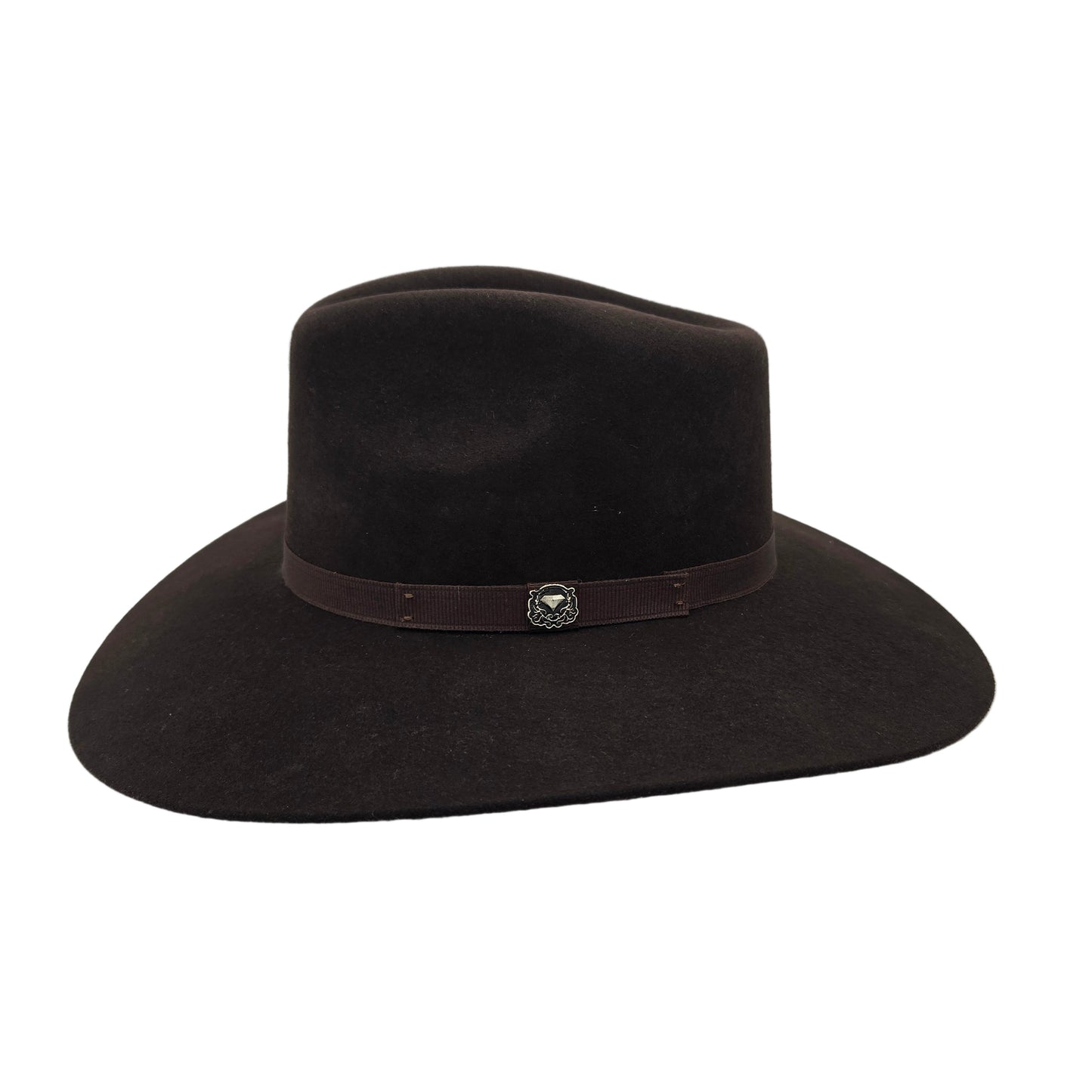White Diamond Albany Wool Felt Hat - Dark Chocolate