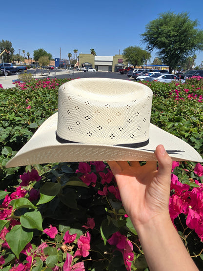 Tombstone Roper Flower Vent Shantung Sombrero w/ Genuine Caiman Toquilla