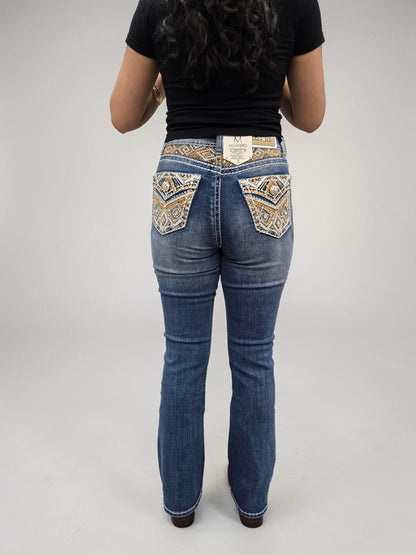 Montero Womens Xochi Bootcut Embroidered Jeans - M Blue 856
