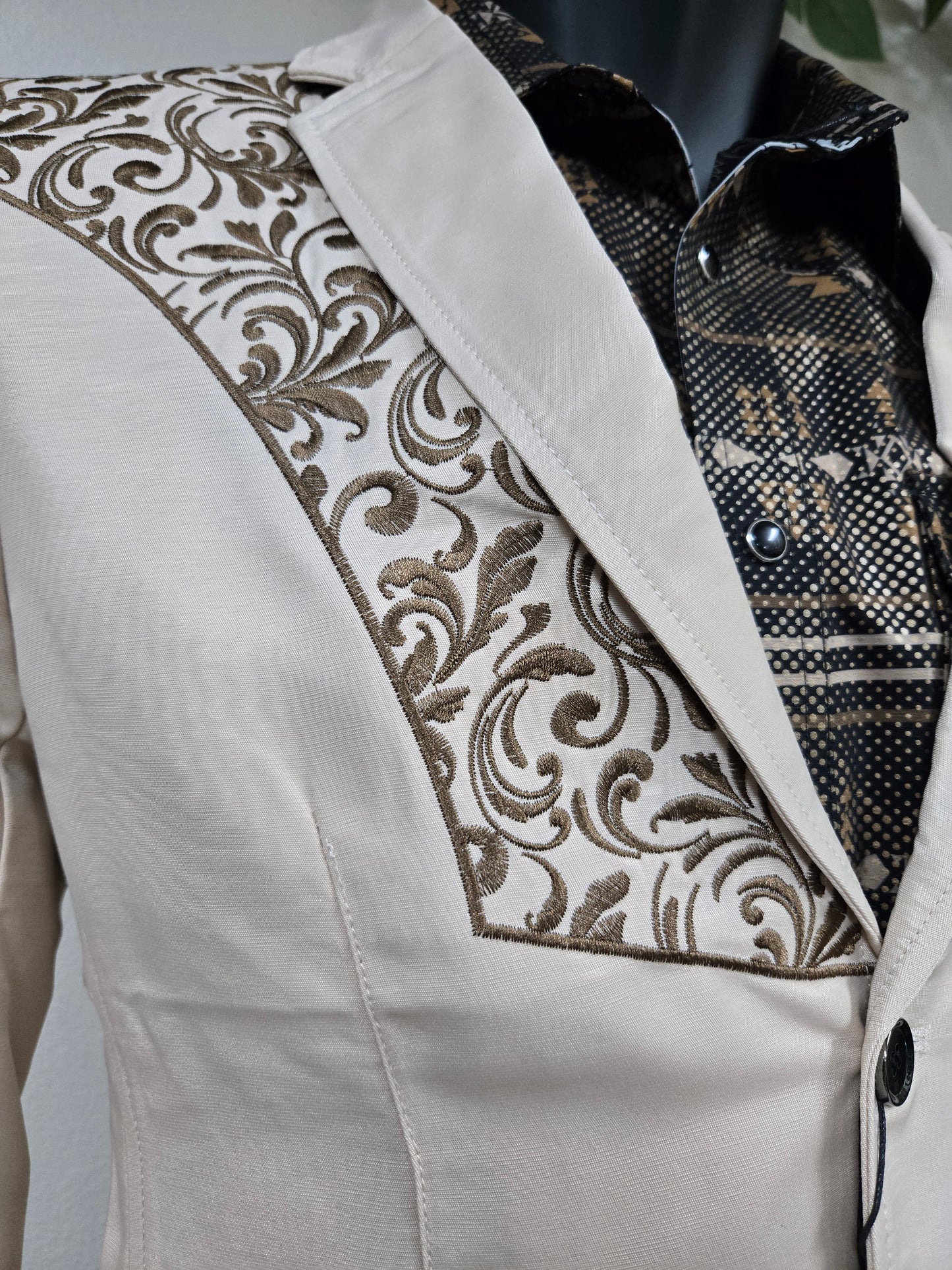 Montero Mens Embroidered Dress Coat - Beige