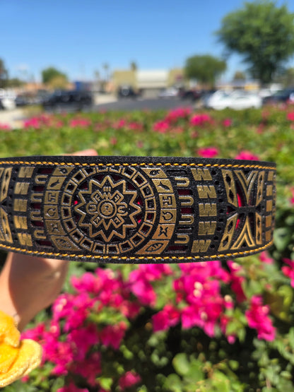 Frontera Lazered Aztec Sun Belt - Gold