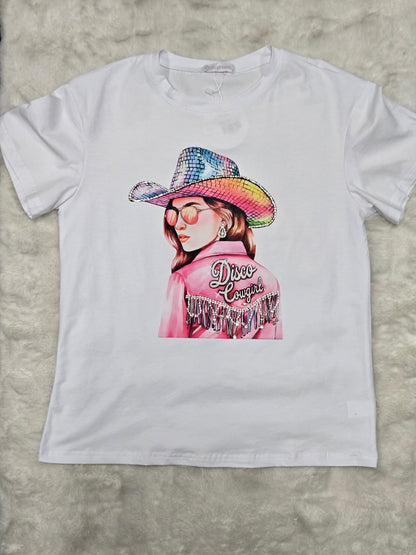 Womens Disco Cowgirl Printed TShirt