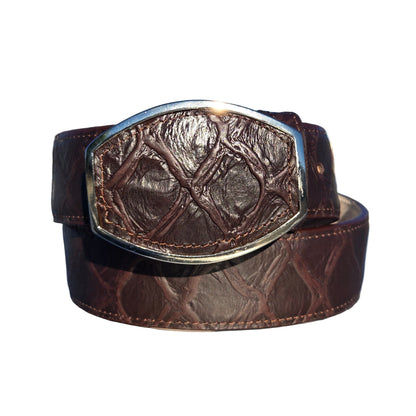 Denver Pirarucu Print Belt - Brown