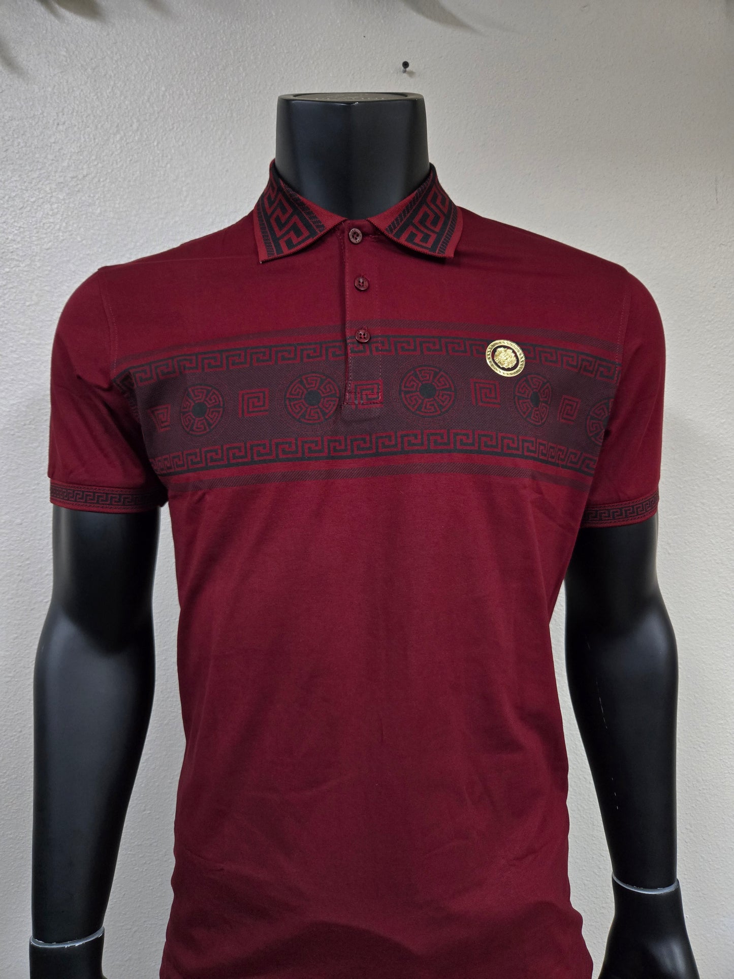 Mens Greek Pattern Polo Shirt - Multiple Colors