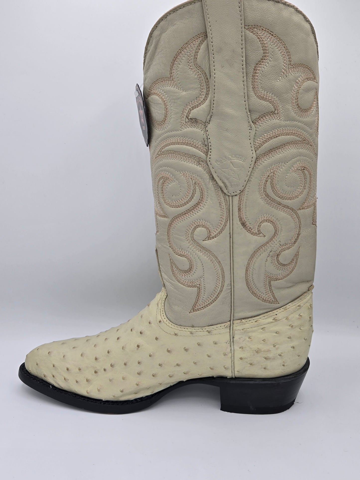 Los Altos Mens Ostrich J toe Boot - Winter White