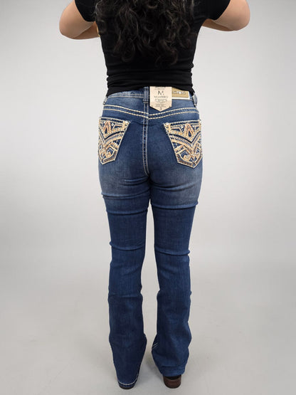 Montero Womens Ginger Bootcut Embroidered Jeans - M Blue 851