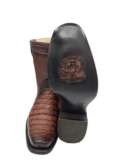 Carreta Mens Faux Caiman Print Dubai-Franco Style Boots - Cognac