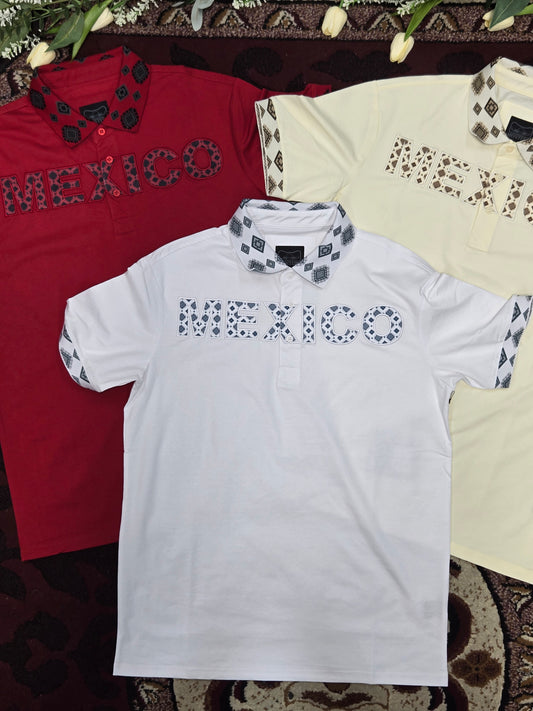 Montero Mens MEXICO Aztec Color Polo Shirt