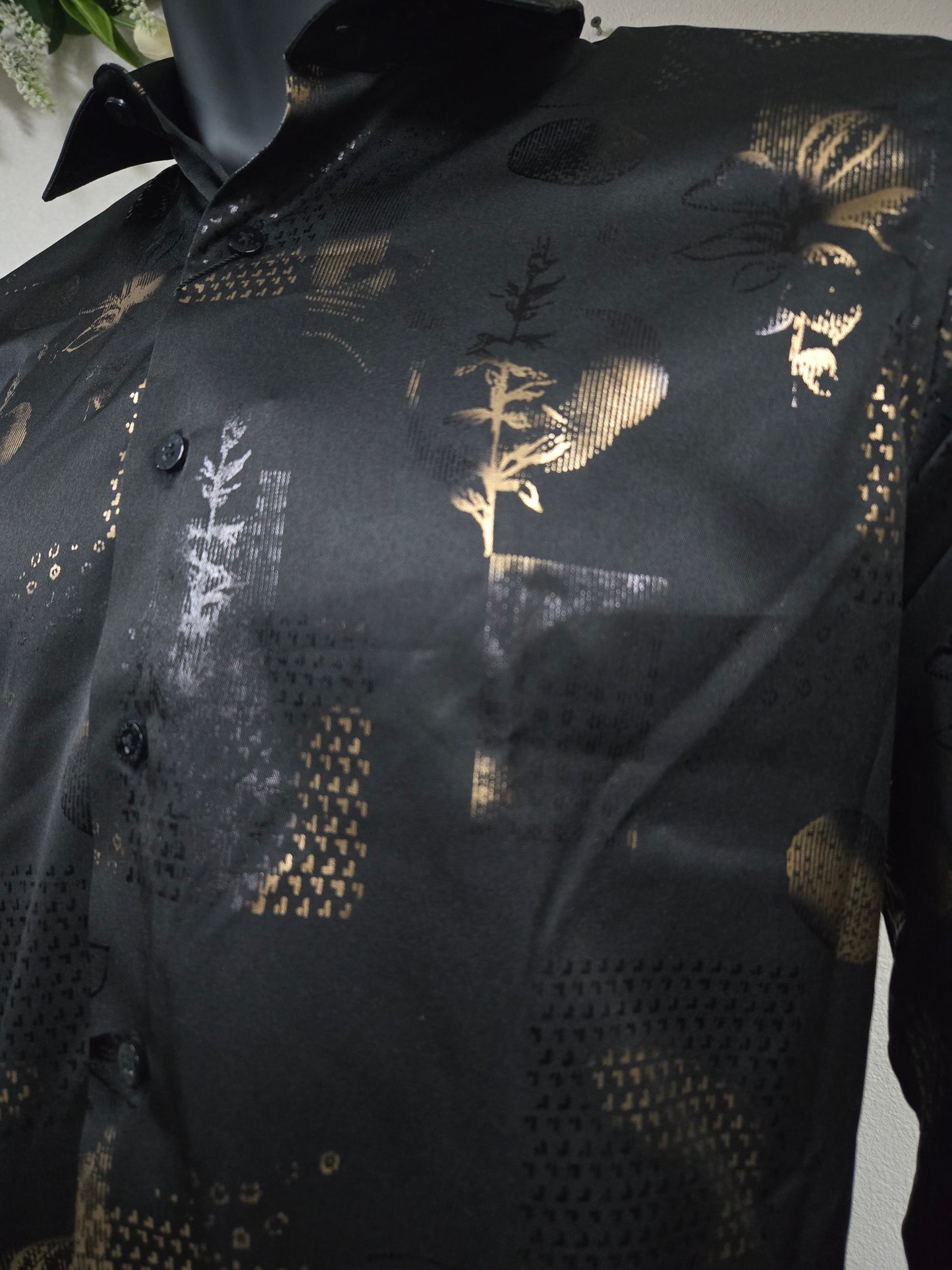 Montero Mens Foil Floral Long-Sleeve Shirt - MT0826