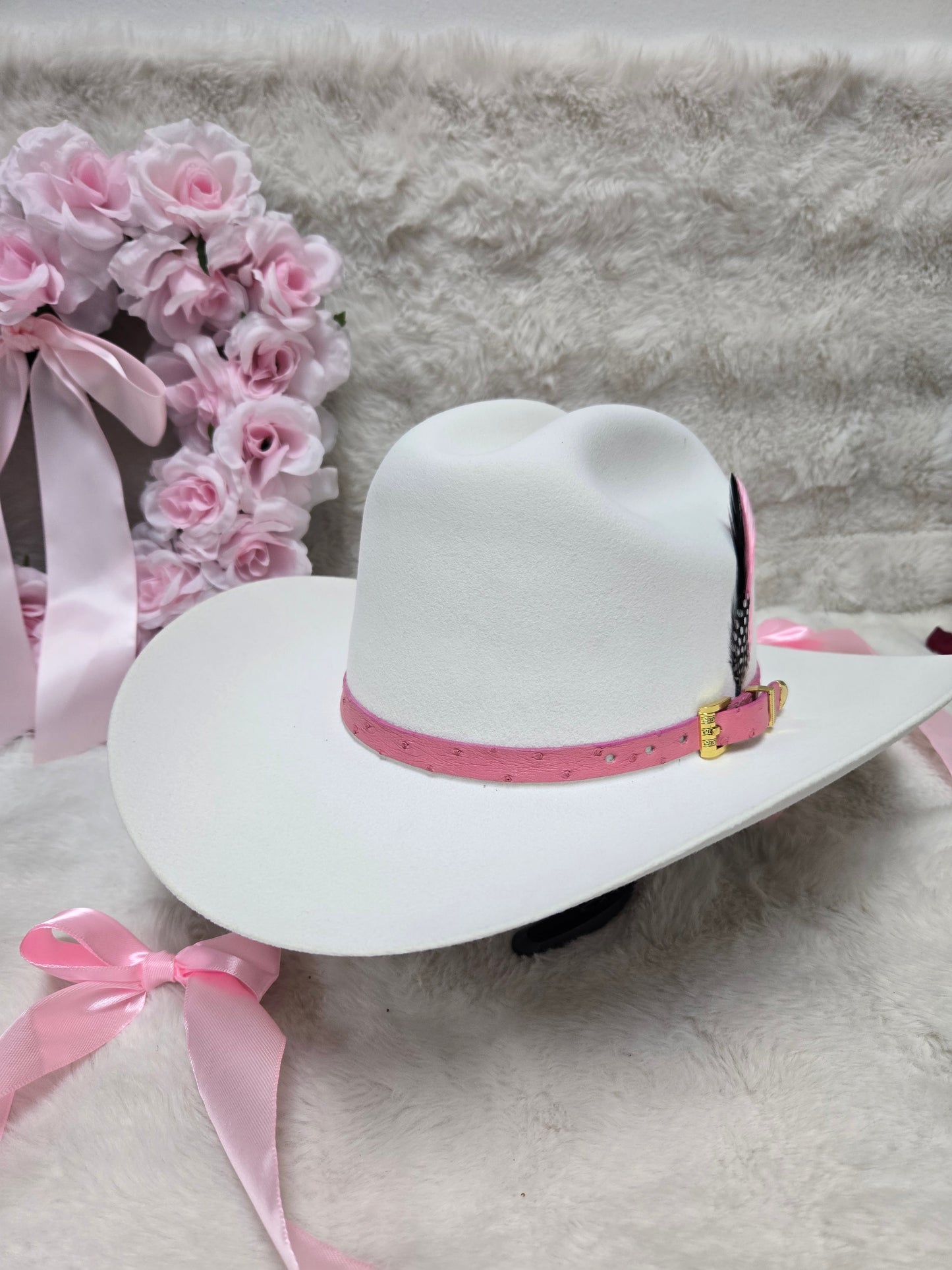 Fresita Wool Felt Texana - Winter White/Pink