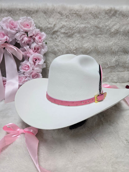 Fresita Wool Felt Texana - Winter White/Pink