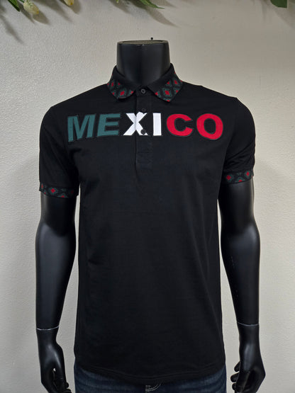 Montero Mens MEXICO Embroidery Polo Shirt in Flag Colors