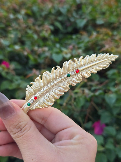 Plumas Metalicas Tombstone con Piedritas - Gold