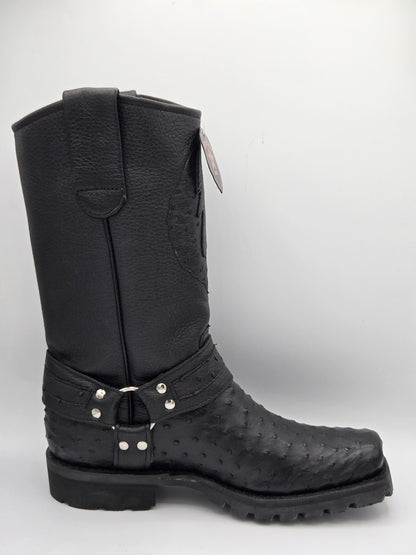 Los Altos Mens Ostrich BÍker Boot - Black
