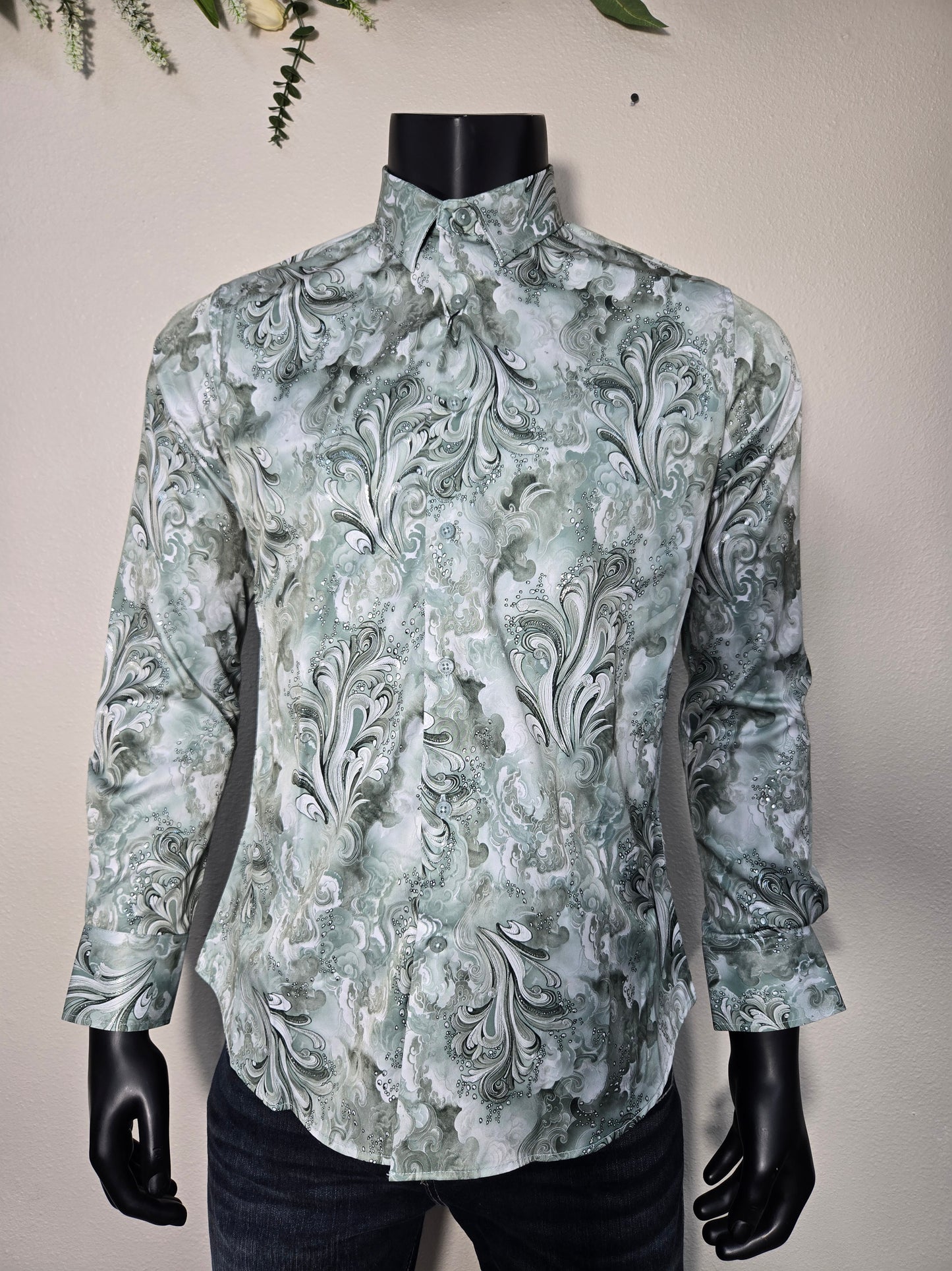 Lamasini Mens Gizmo Long Sleeve Shirt Fresca - Mint