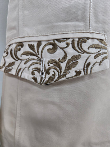 Montero Mens Embroidered Dress Coat - Beige