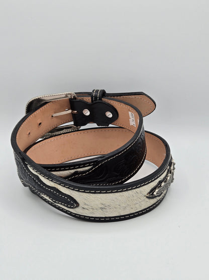 Mens Metal Star Cowhide Belt