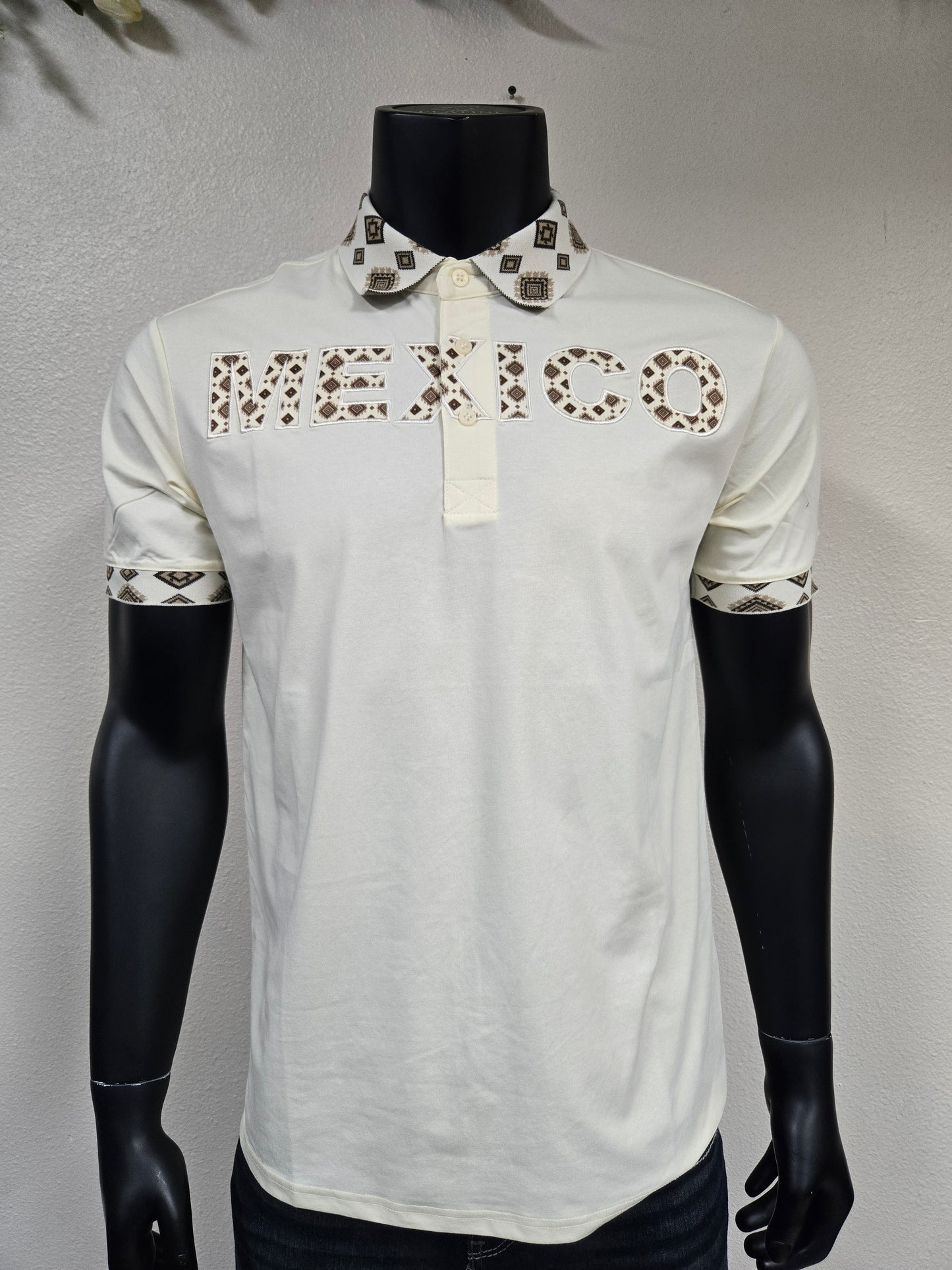 Montero Mens MEXICO Aztec Color Polo Shirt