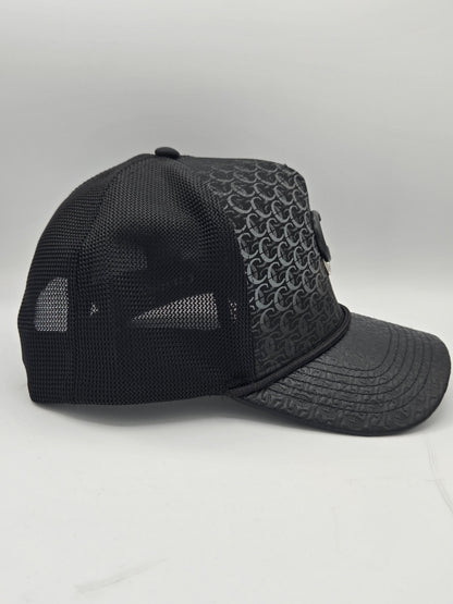 Cuadra Logo Design Leather Trucker Hat Gorra