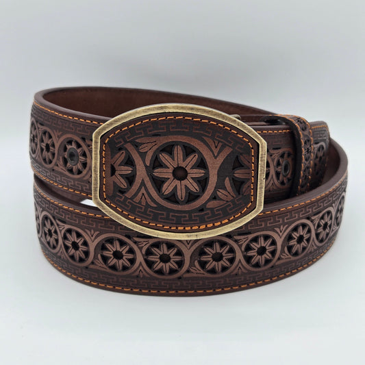 Del Cesar Star Spur Lazered Belt - Brown