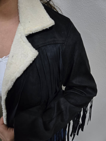 El General Womens Suede Fringe Jacket Chamarra