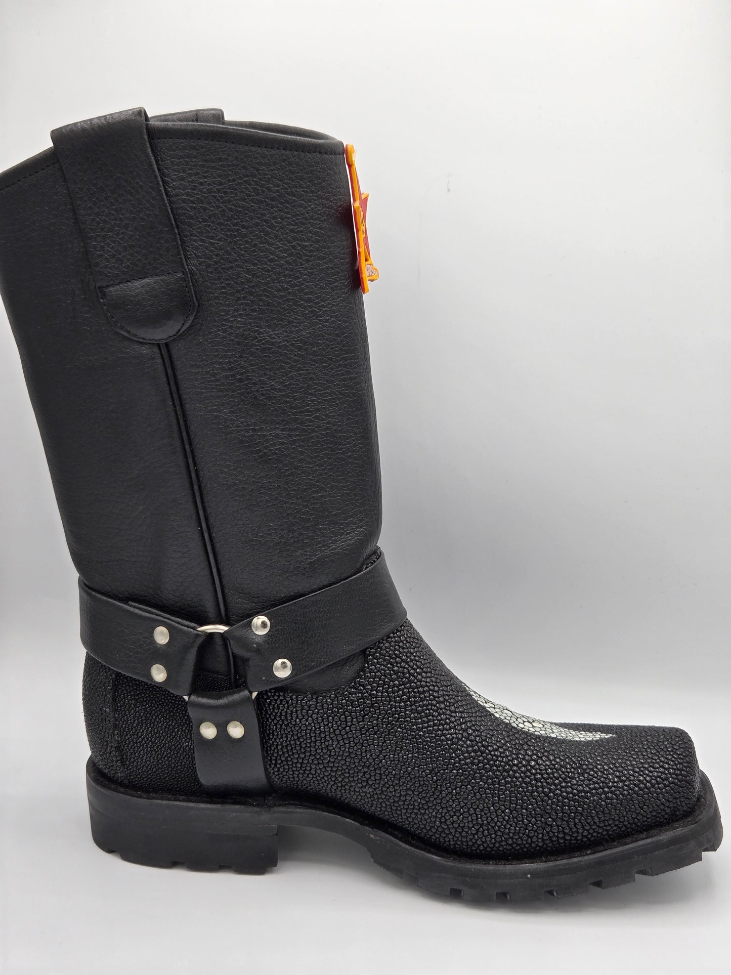 Los Altos Mens Stingray Biker Boot - Black